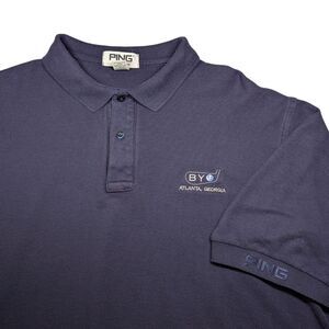 Vintage Ping Golf Polo Mens Size XL Navy Blue Atlanta Georgia GA‎ BYO Club Shirt